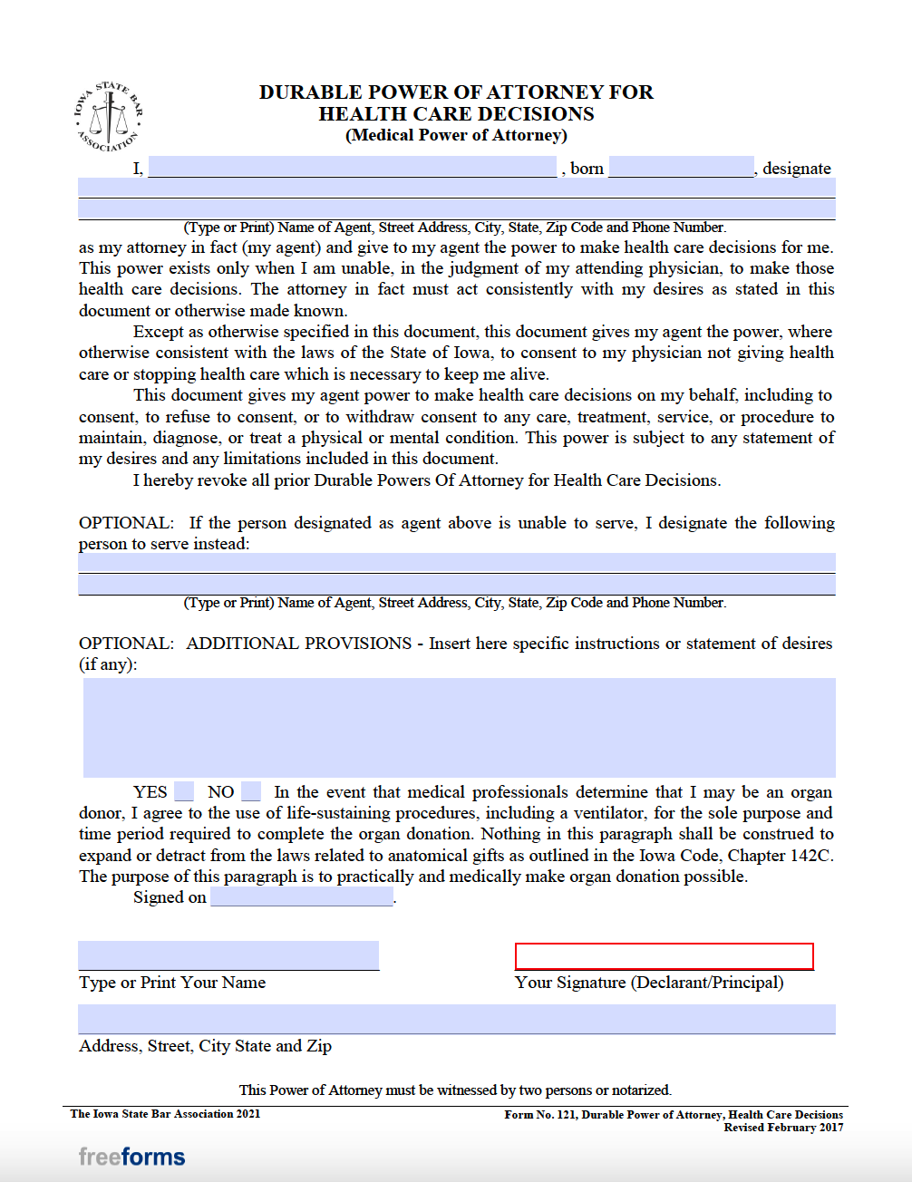 Free Iowa Medical Power Of Attorney Form PDF