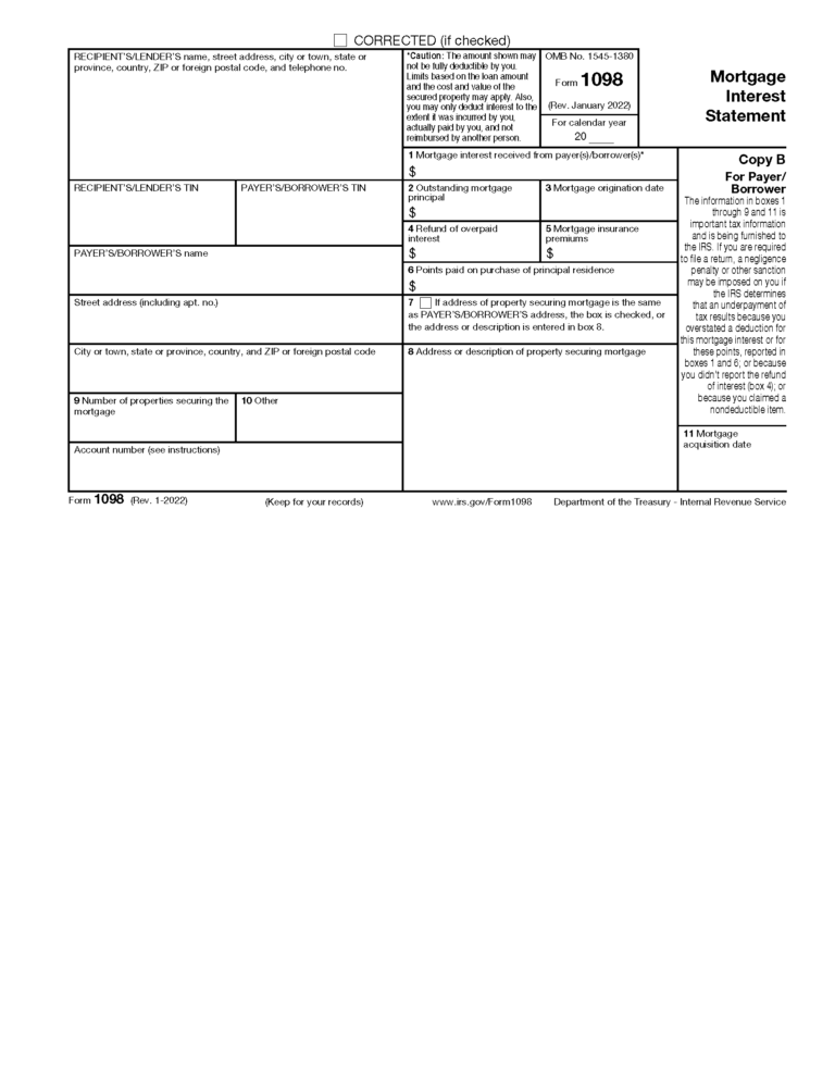 Free IRS Form 1098 PDF EForms