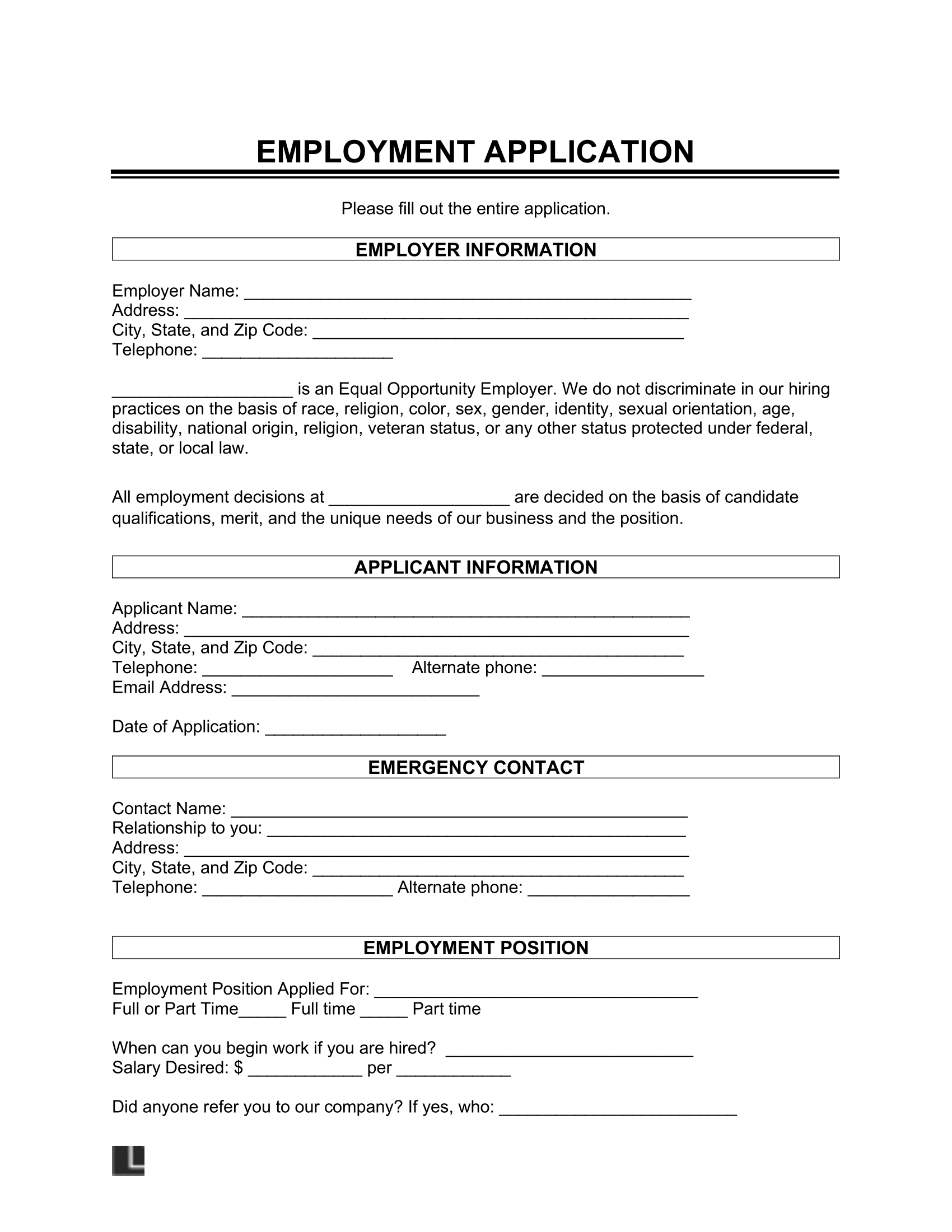 Free Job Application Template PDF U0026 Word