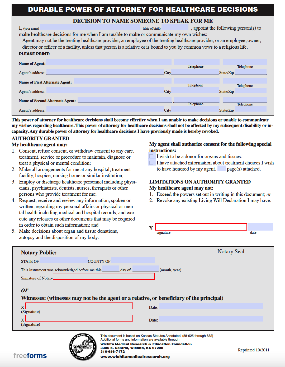 Free Printable Forms For Poa In Kansas