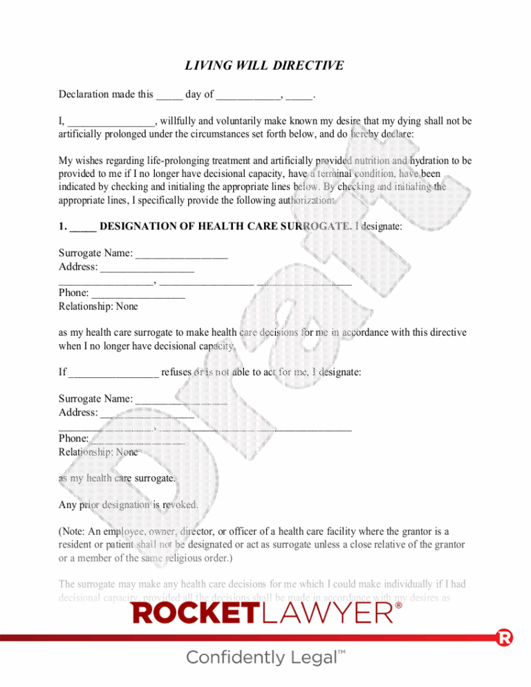 Free Kentucky Living Will Template U0026 FAQs Rocket Lawyer