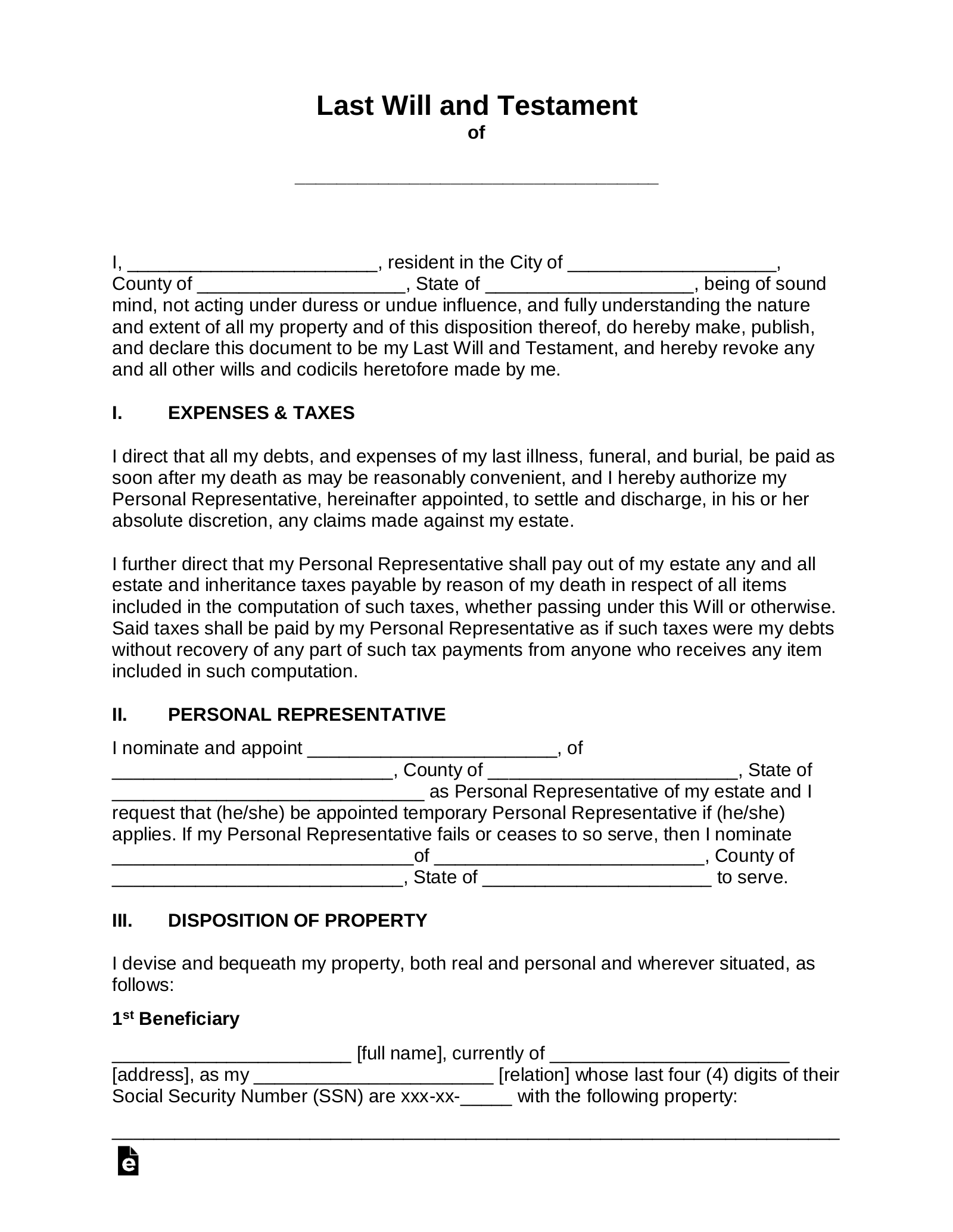 Free Printable Legal Will Forms Canada