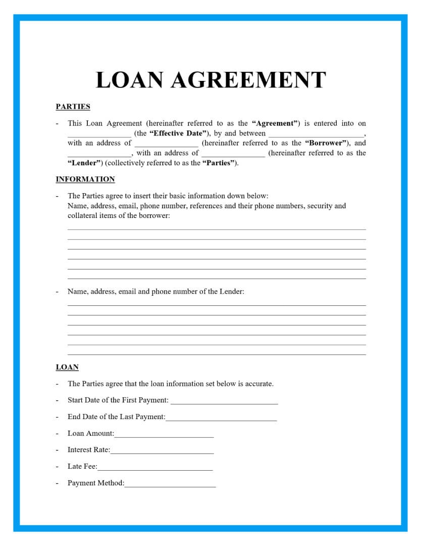 Free Printable Personal Loan Agreement Form