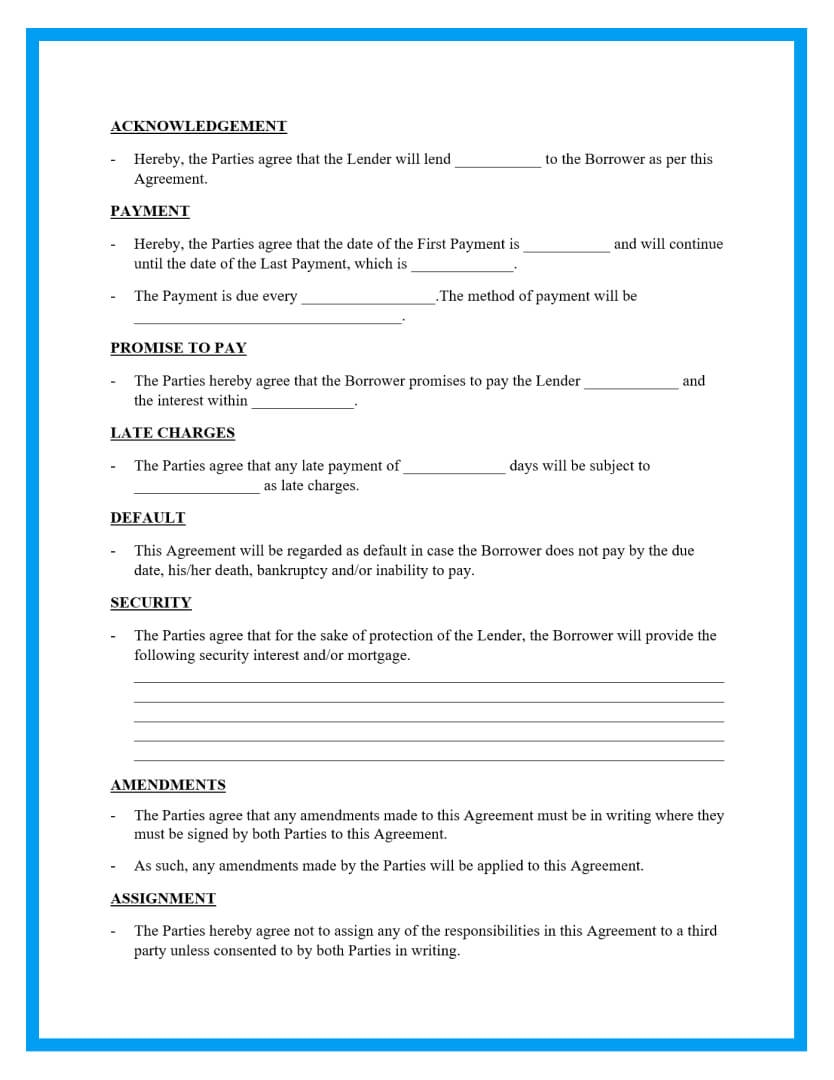 Personal Loan Free Printable Form