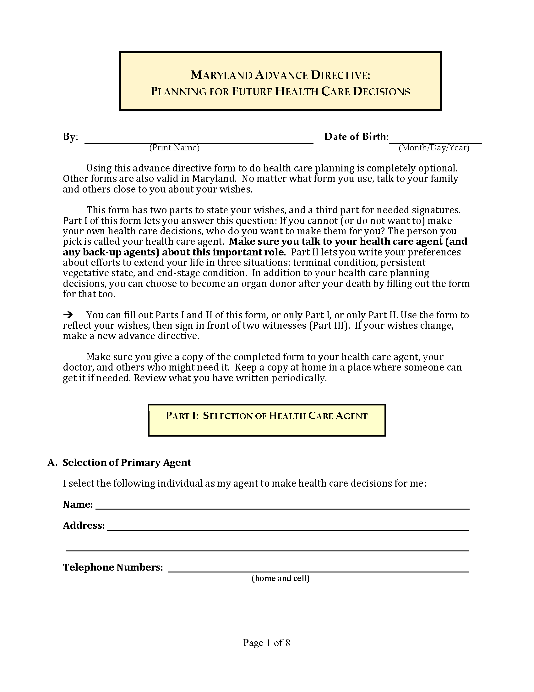 Maryland Dmv Power Of Attorney Form Free Printable