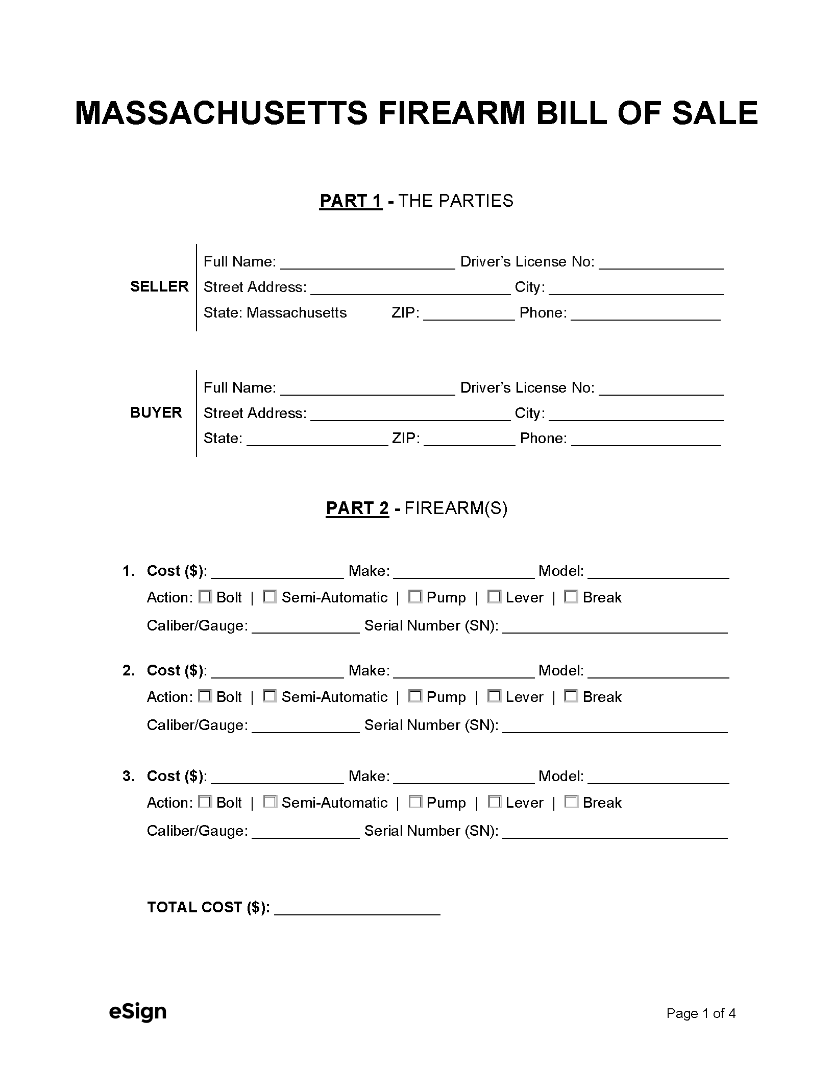 Free Printable Gun Sale Form