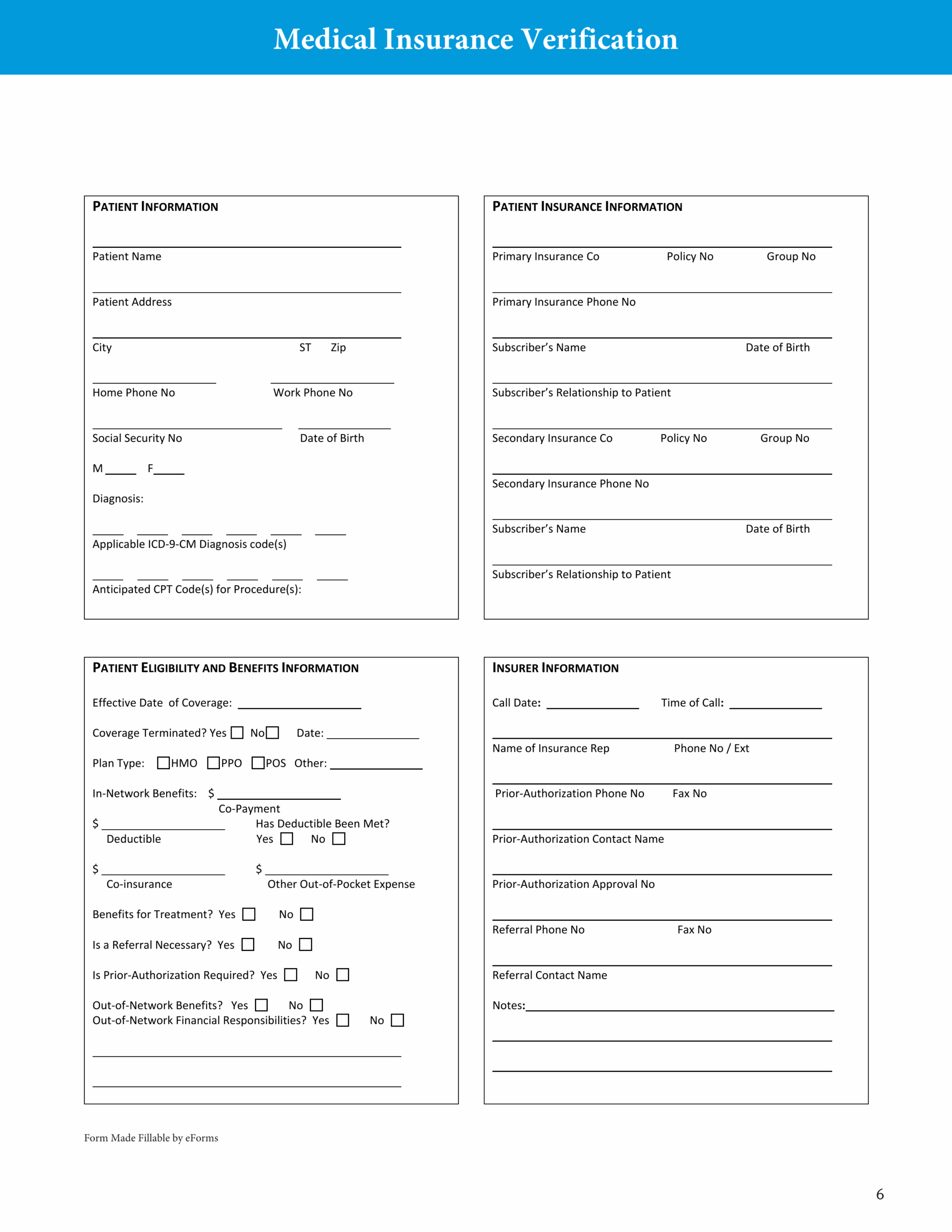 Free Printable Medical Billing Forms