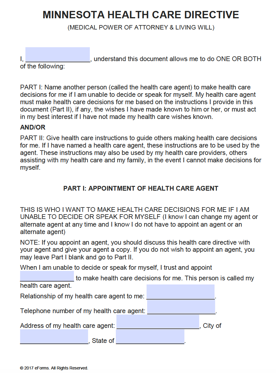 Free Printable Power Of Attorney Form Mn