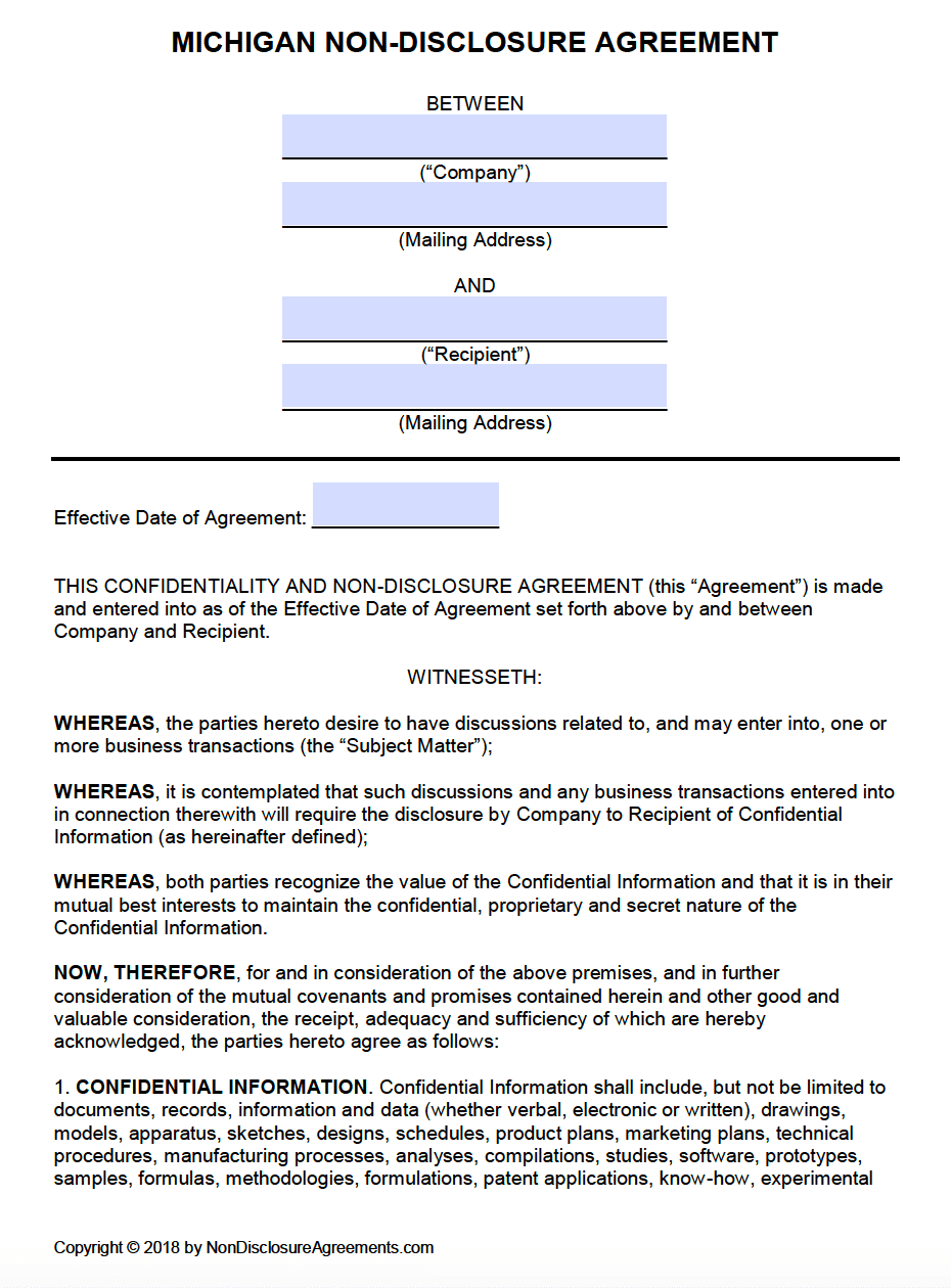 Generic Simple Free Printable Confidentiality Agreement Form