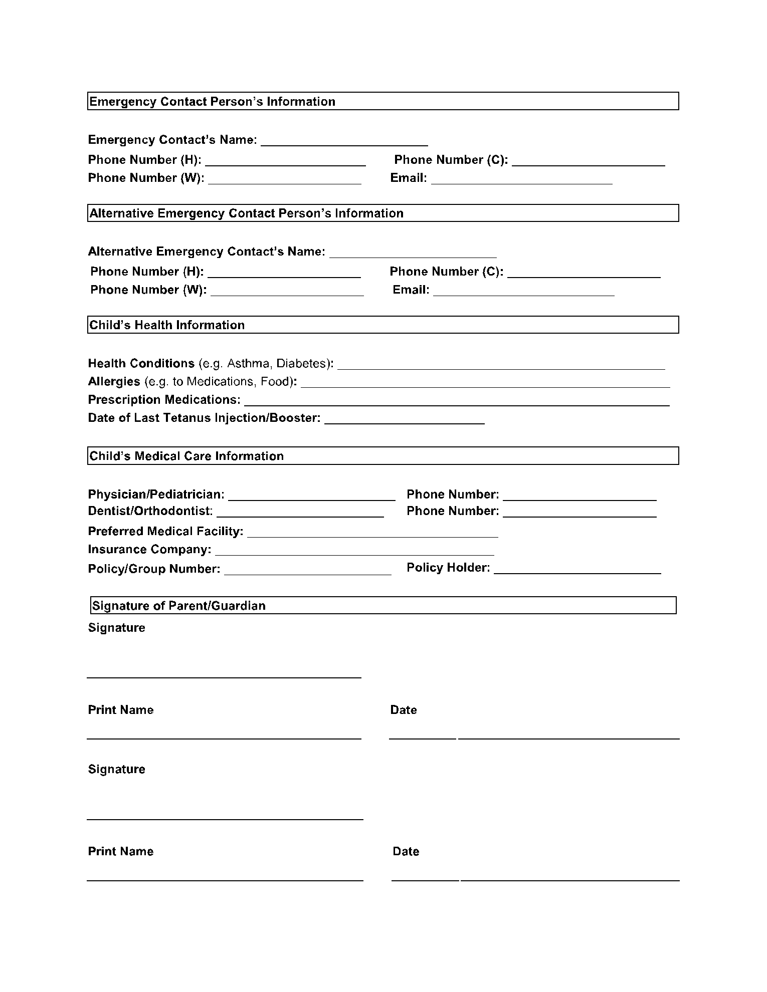 Michigan Printable Free Medical Consent Form For Minor