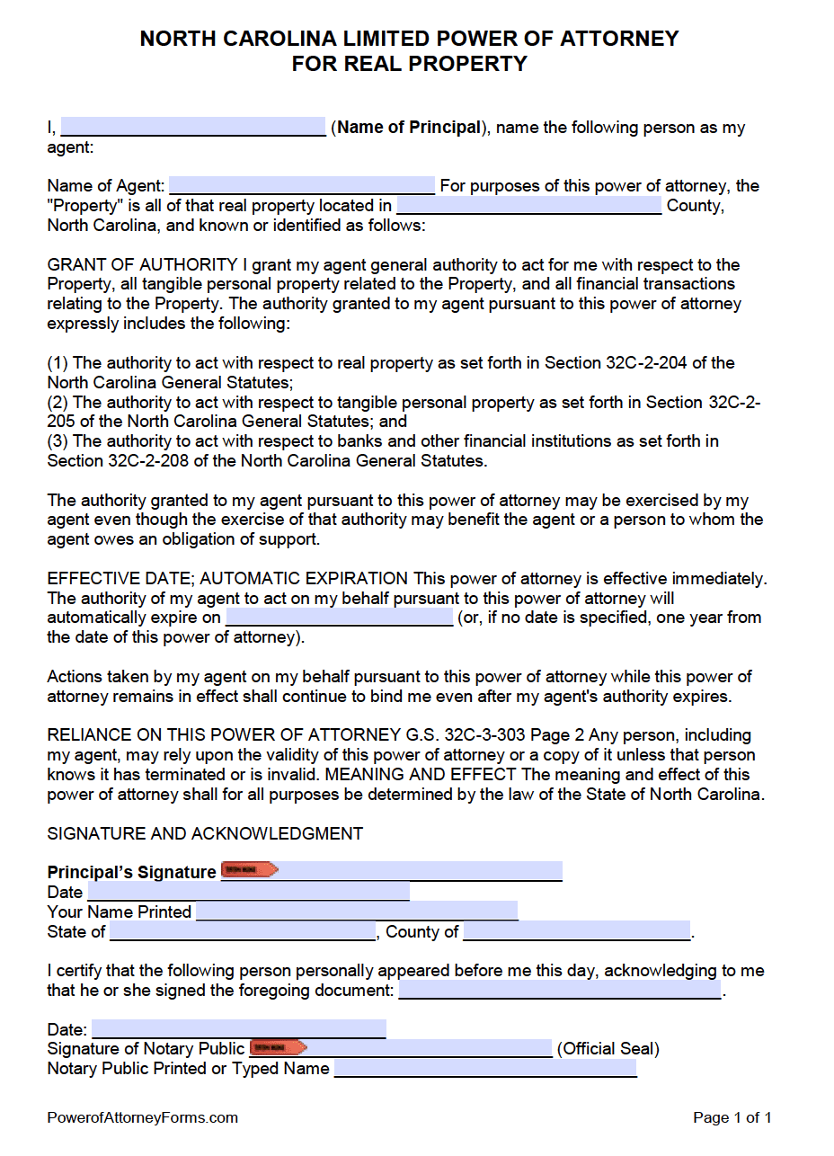 Free North Carolina Power Of Attorney Forms In Fillable PDF 9 Types Archives Power Of Attorney Power Of Attorney