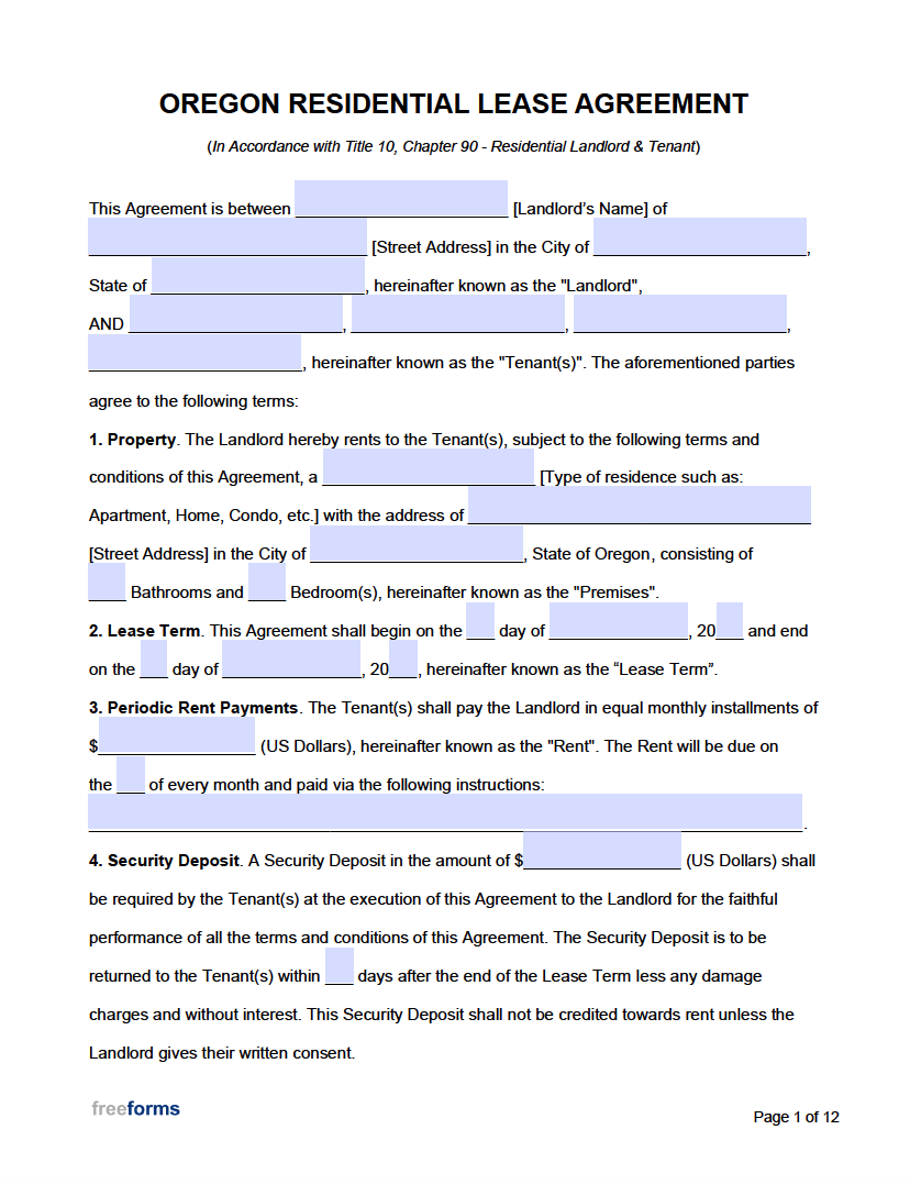 Free Printable House Rental Form