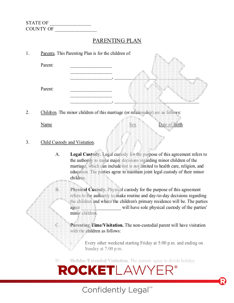 Free Printable Online Joint Custody Forms