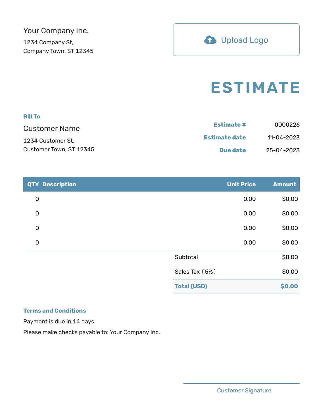 Blank Pdf Free Printable Estimate Forms