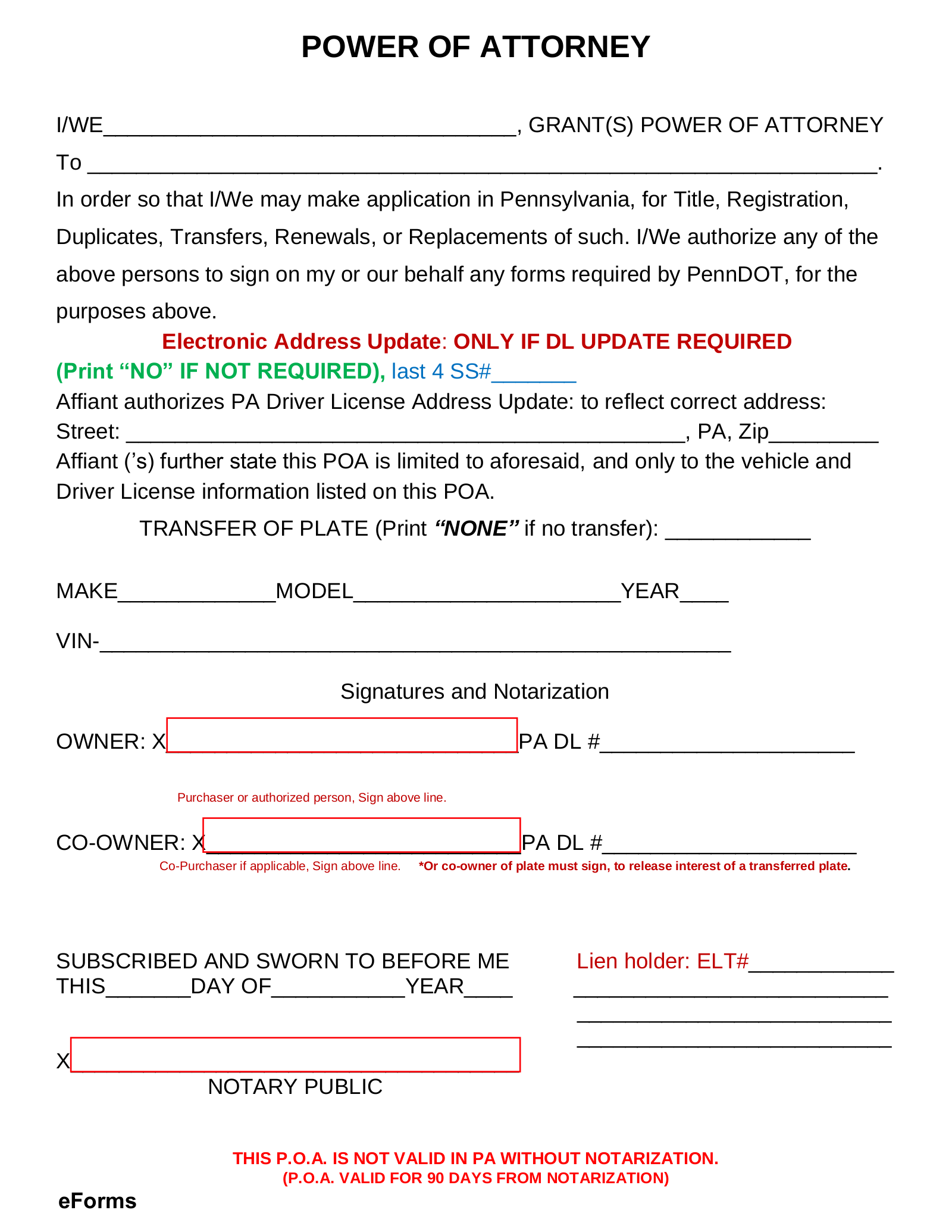Free Printable Power Of Attorney Forms For Pennsylvania