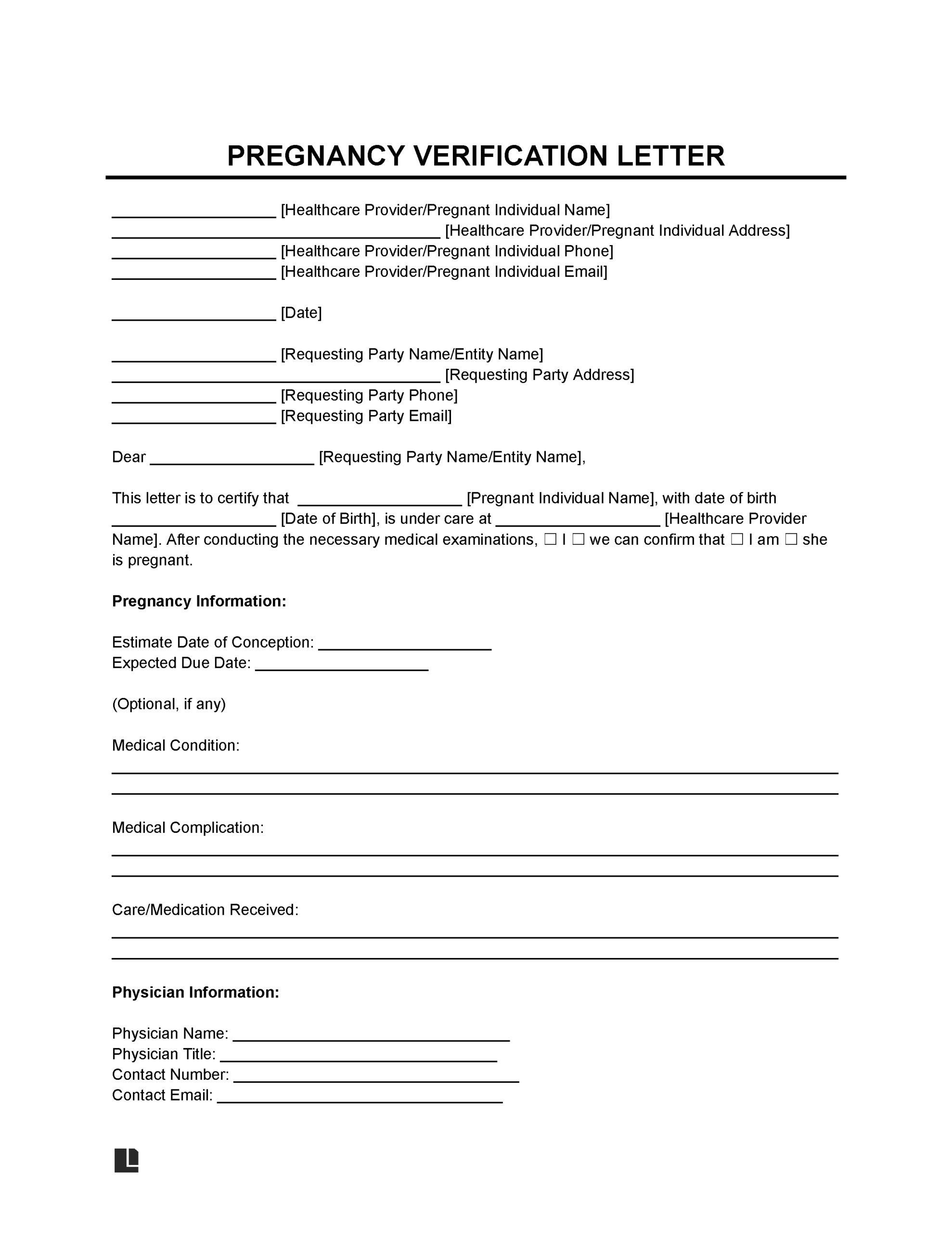 Free Pregnancy Verification Letter PDF U0026 Word