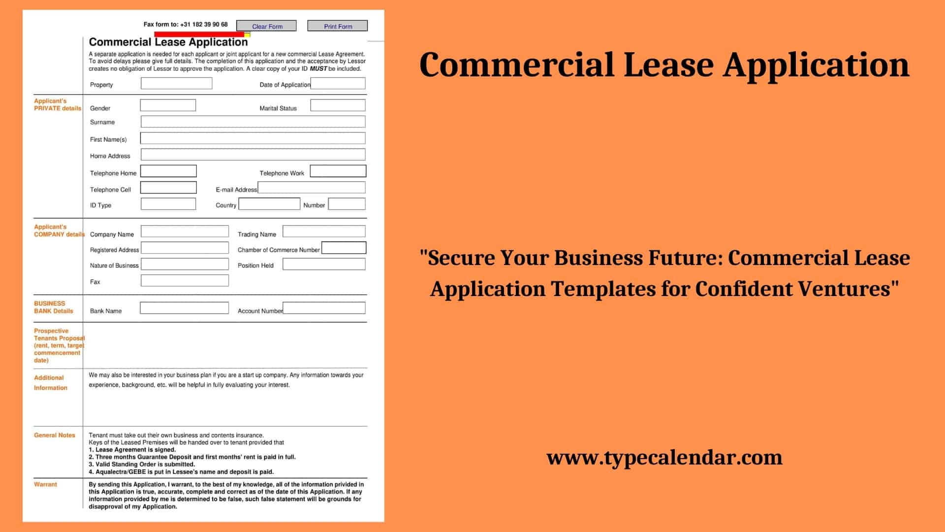 Free Printable Commercial Lease Application Templates PDF Word 