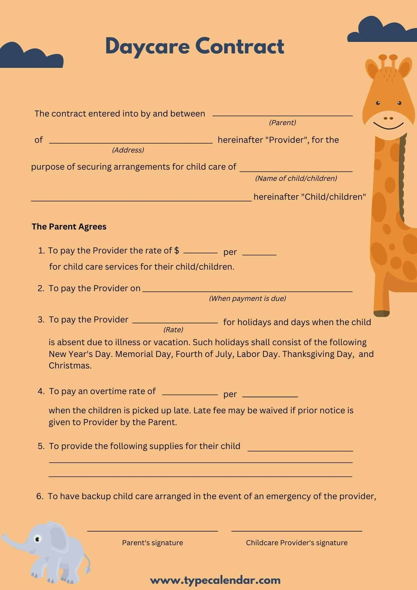 Free Child Care Forms Printable Reports Letters Contracts