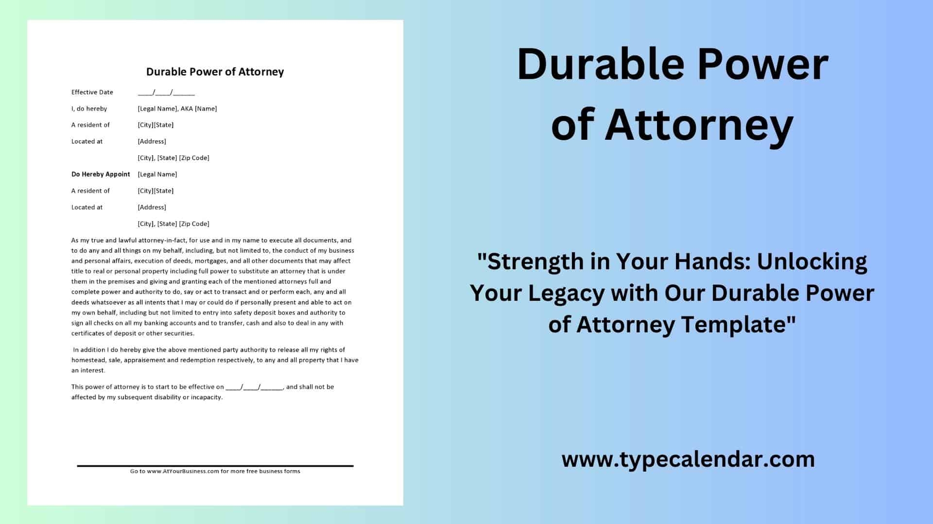 Durable Power Of Attorney Free Printable Forms