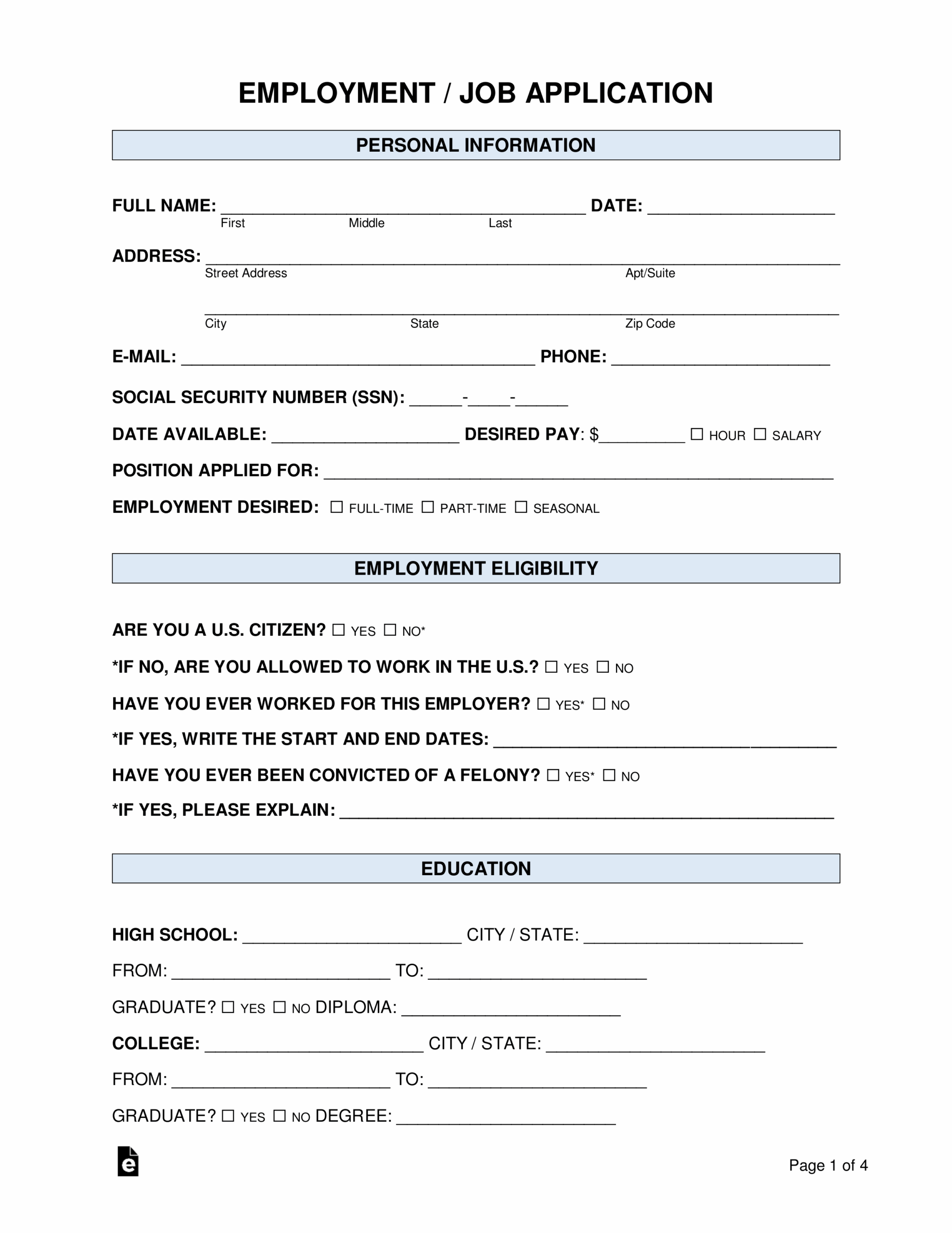 Free Printable Work Forms