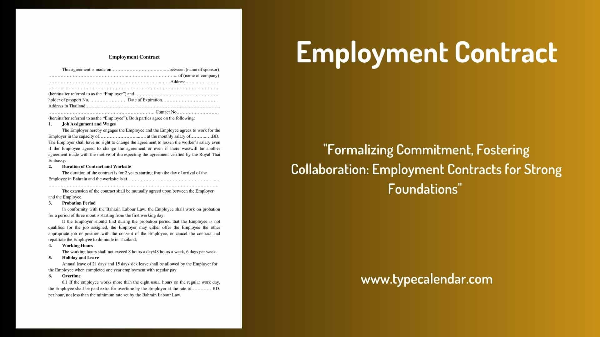 Free Printable Job Contract Forms