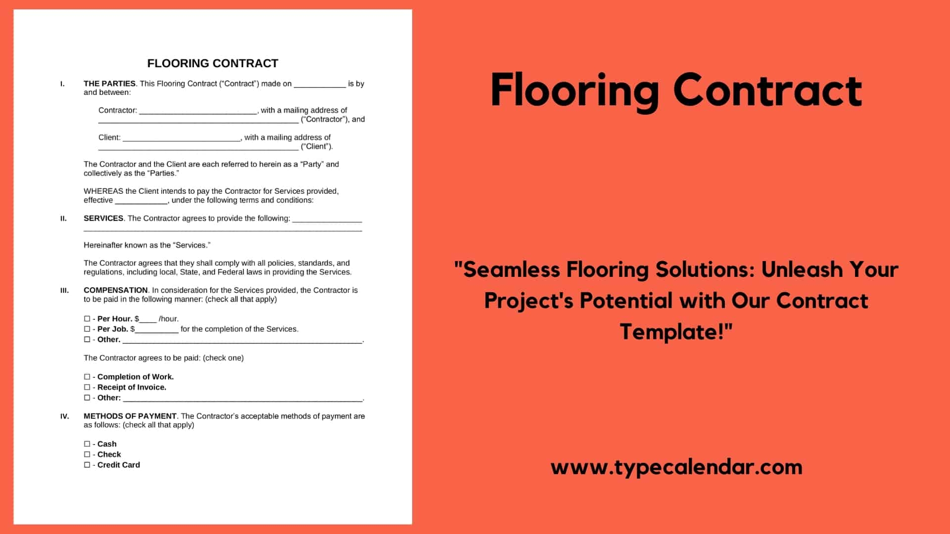 Free Printable Flooring Contract Templates PDF Word Format Examples