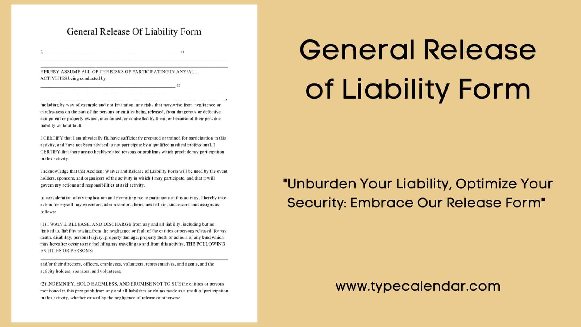 Liability Realeas Form Free Printable
