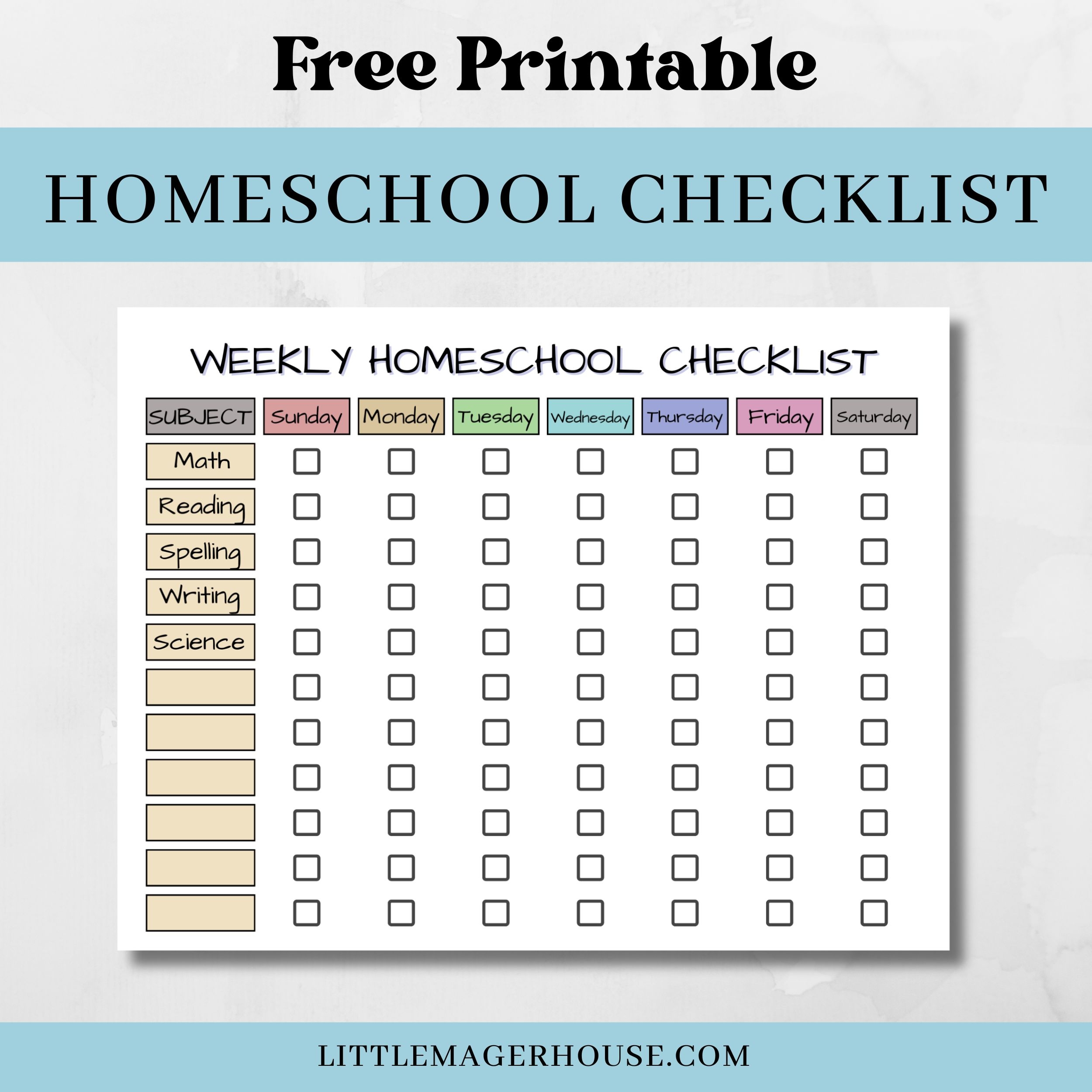 Free Printable Homeschool Forms