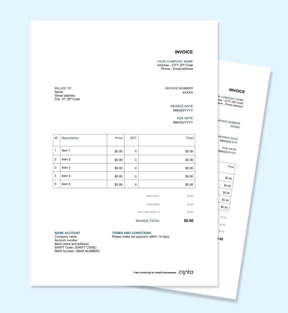 Invoice Forms Free Printable