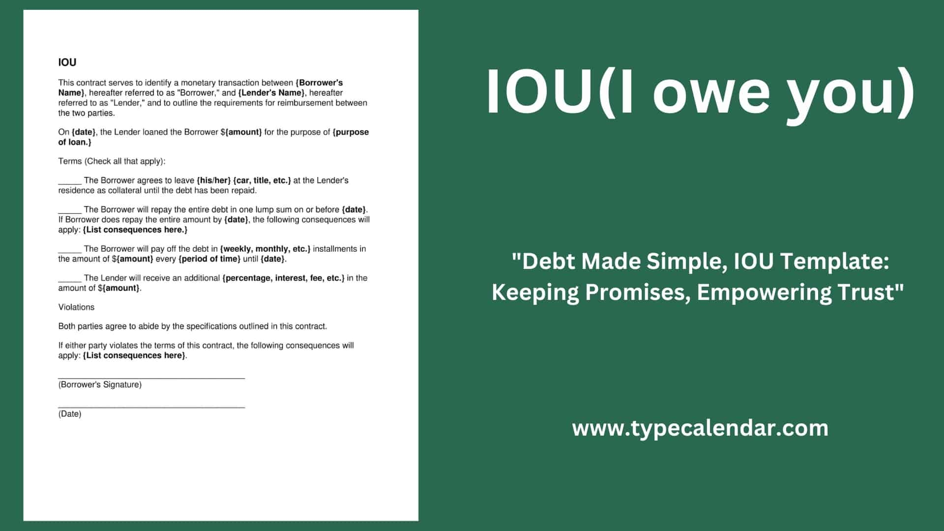 Free Printable IOU Templates Word Excel PDF Simple Birthday Santa