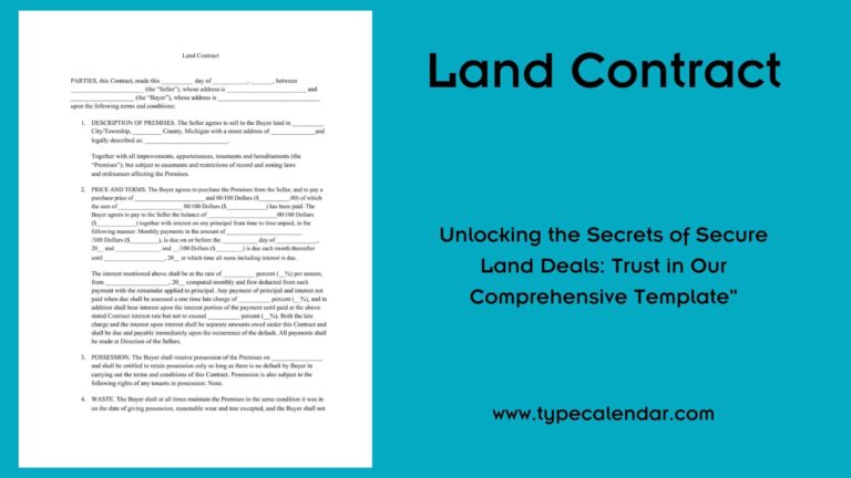 Free Printable Land Contract Templates Word PDF Simple