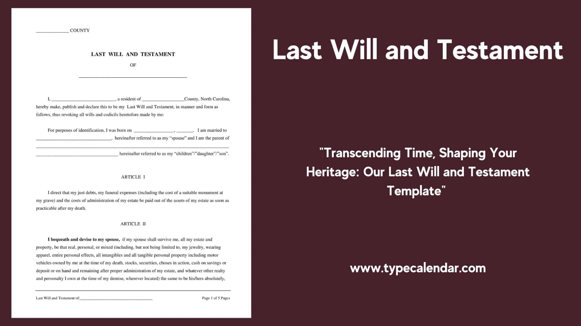 Free Printable Will And Last Testament Forms