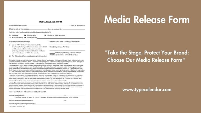 Free Printable Media Release Form Templates PDF Word