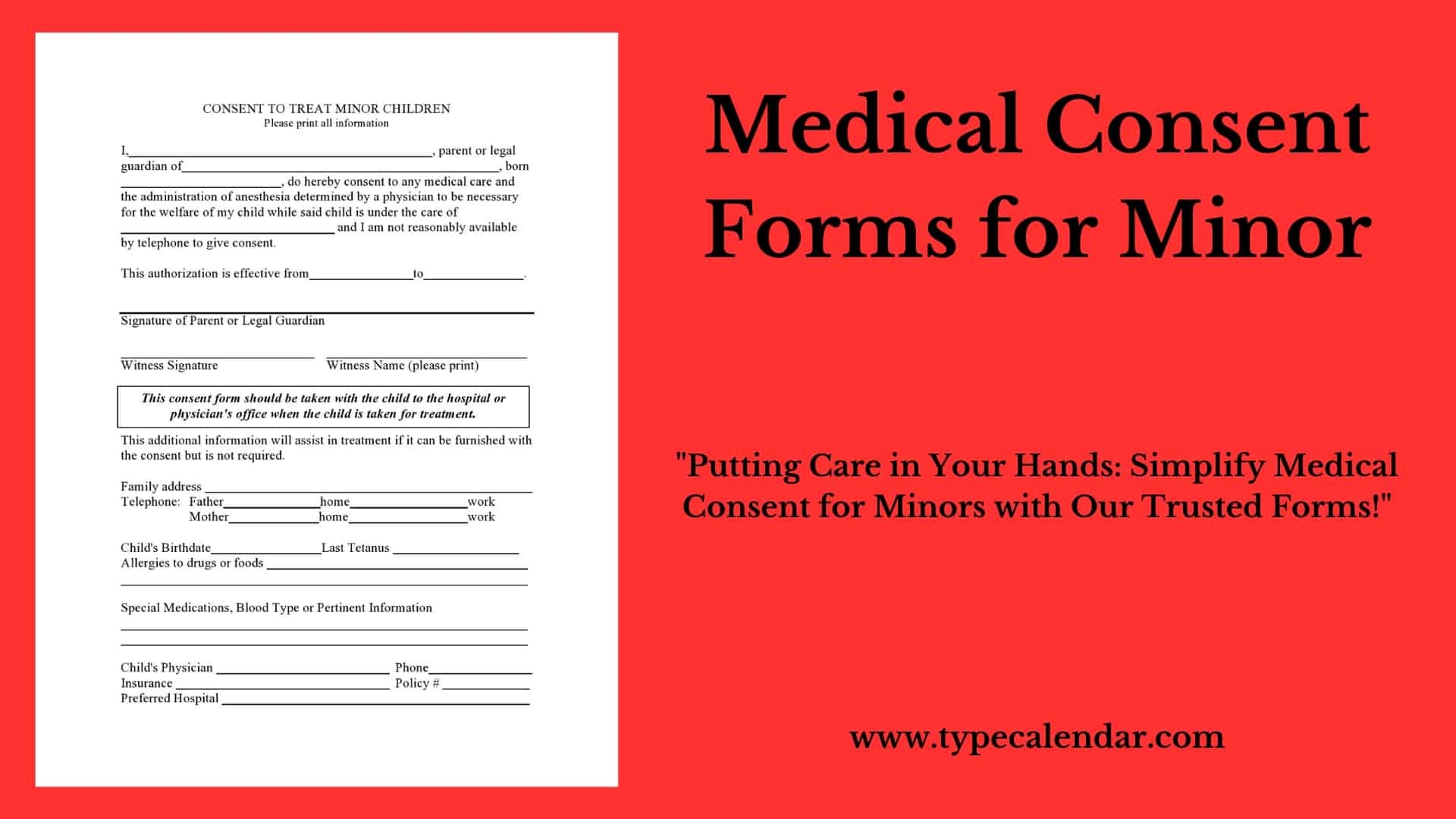 Free Printable Medical Consent Form For Minor Traveling Without Parents