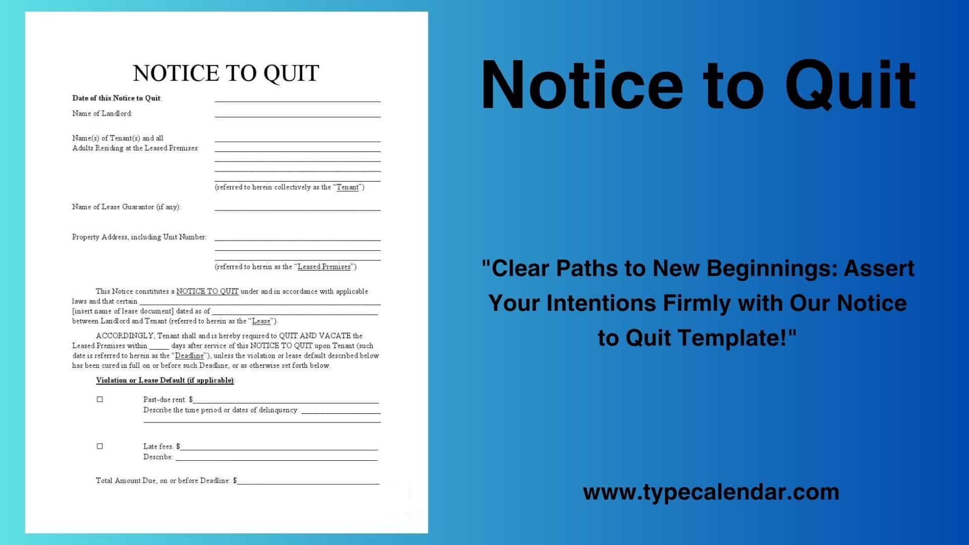 Free Printable Notice To Quit Templates PDF Word 14 Day U0026 Landlord