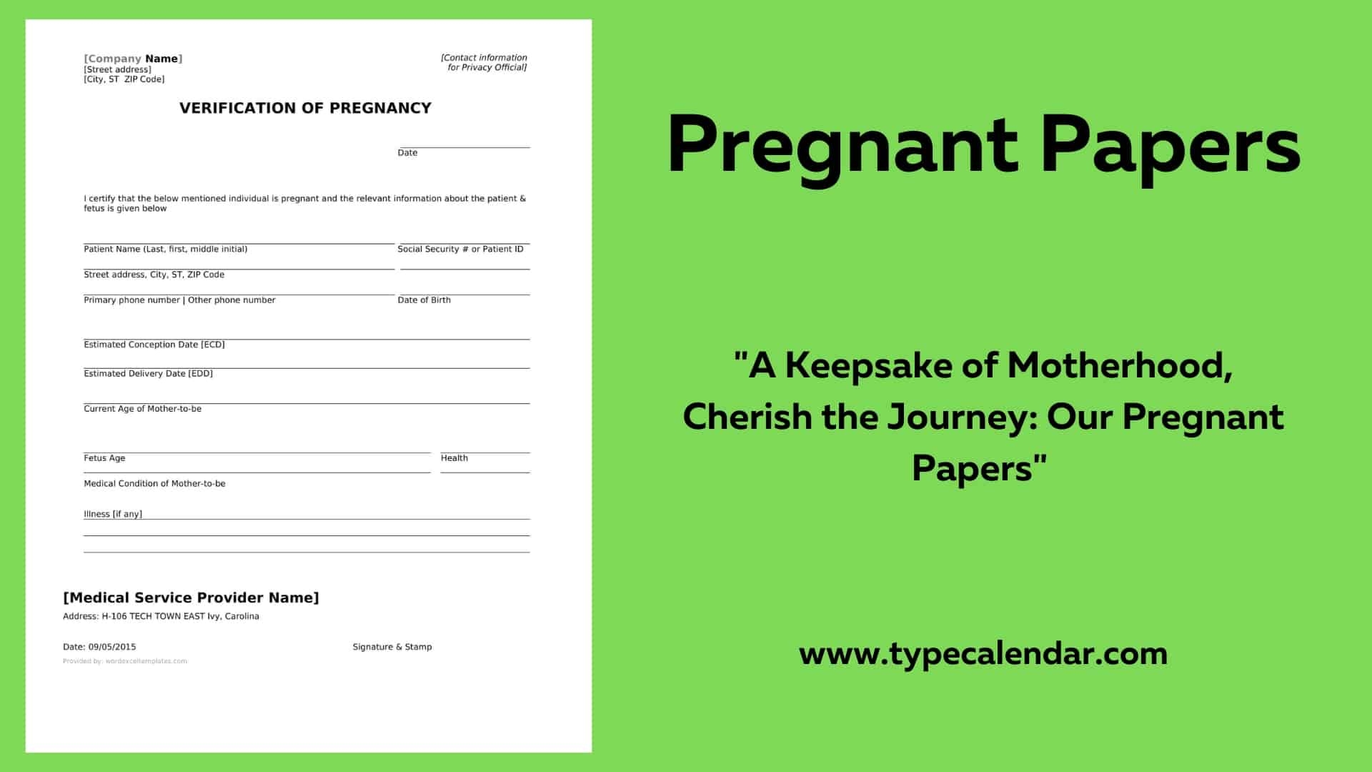 Free Printable Pregnant Papers Pregnancy Verification PDF Word