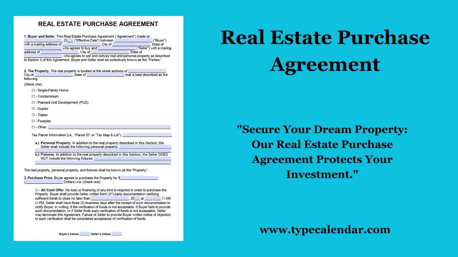 Pdf Free Printable Real Estate Purchase Agreement Form Indiana