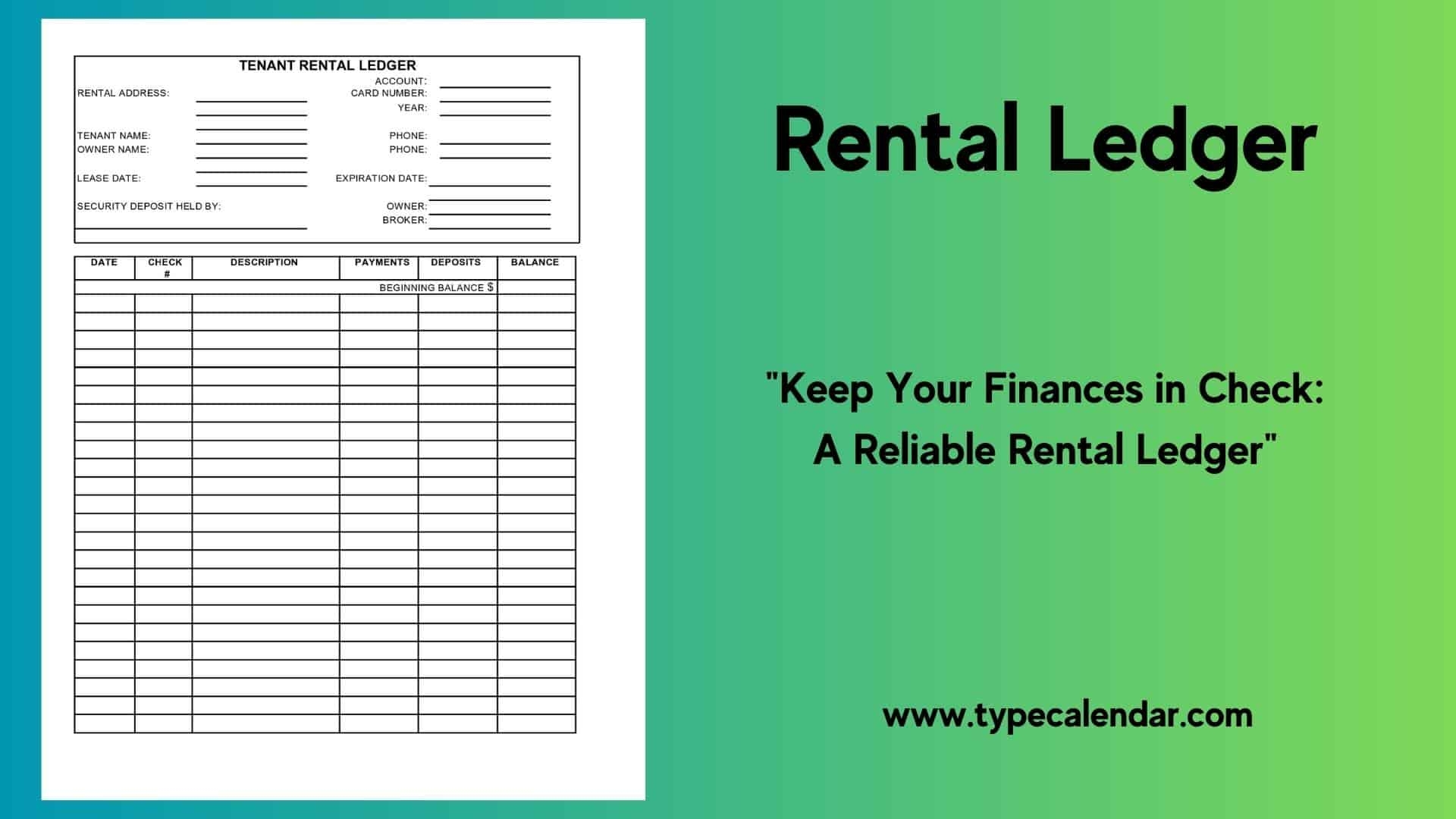 Free Printable Rental Ledger Template Excel Word PDF Google 