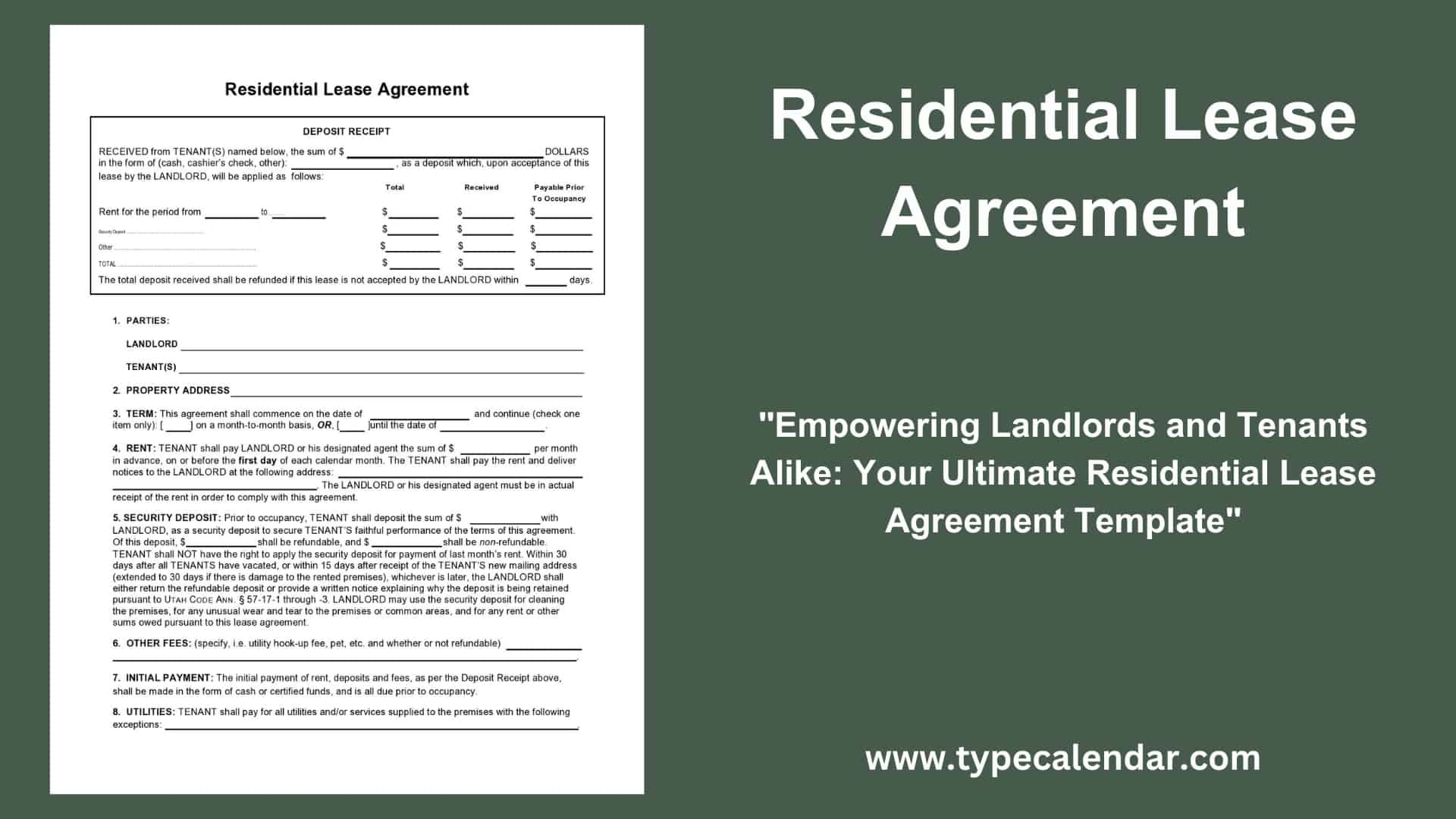 Free Printable Residential Lease Form Pdf