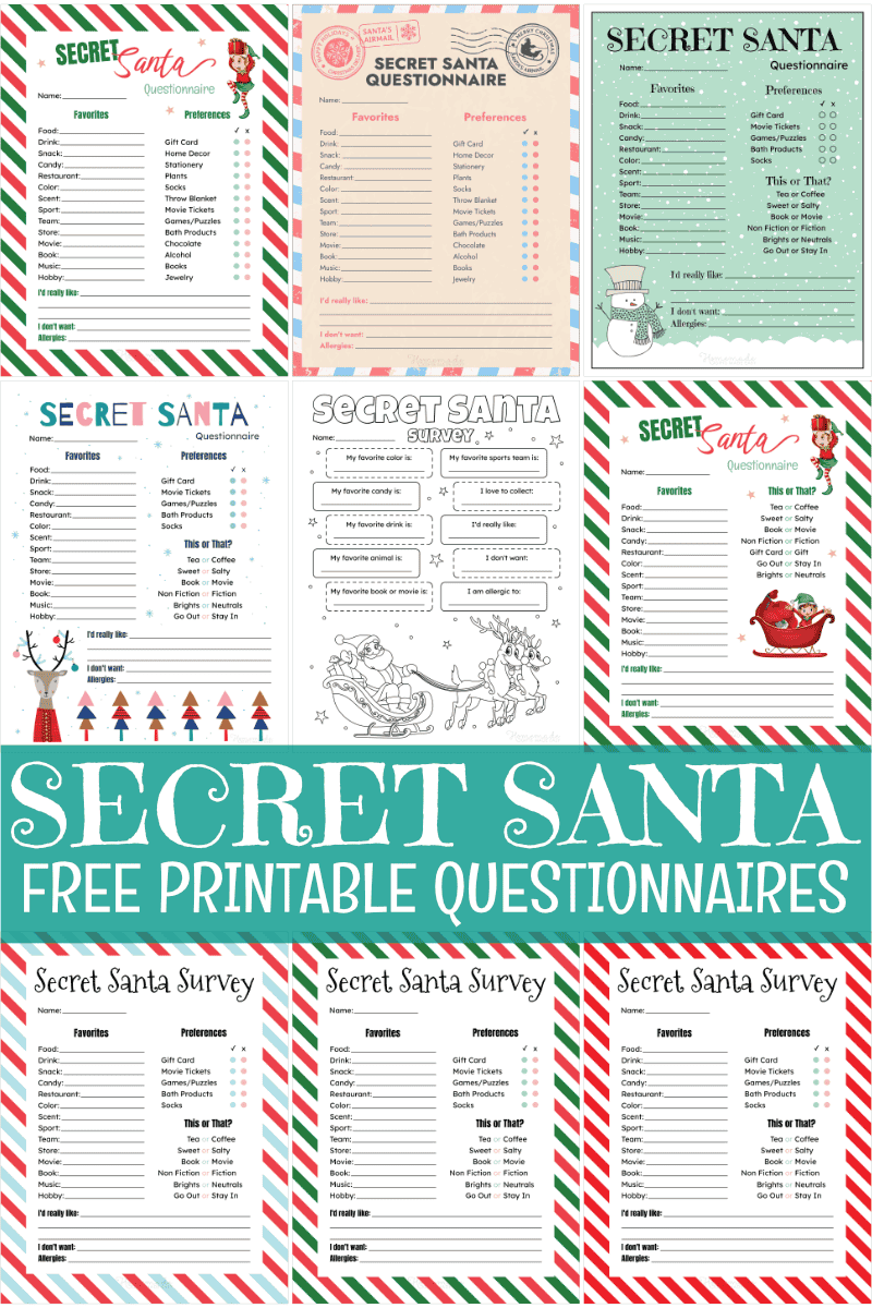 Secret Santa Form For Work Free Printable