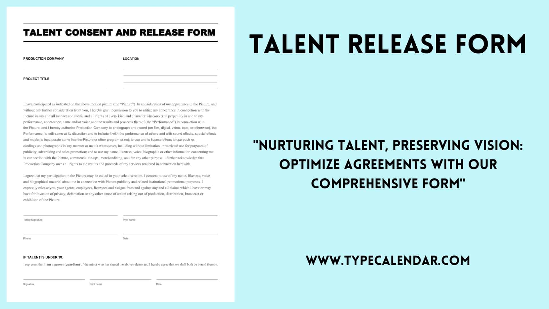 Artists Release Form Free Printable