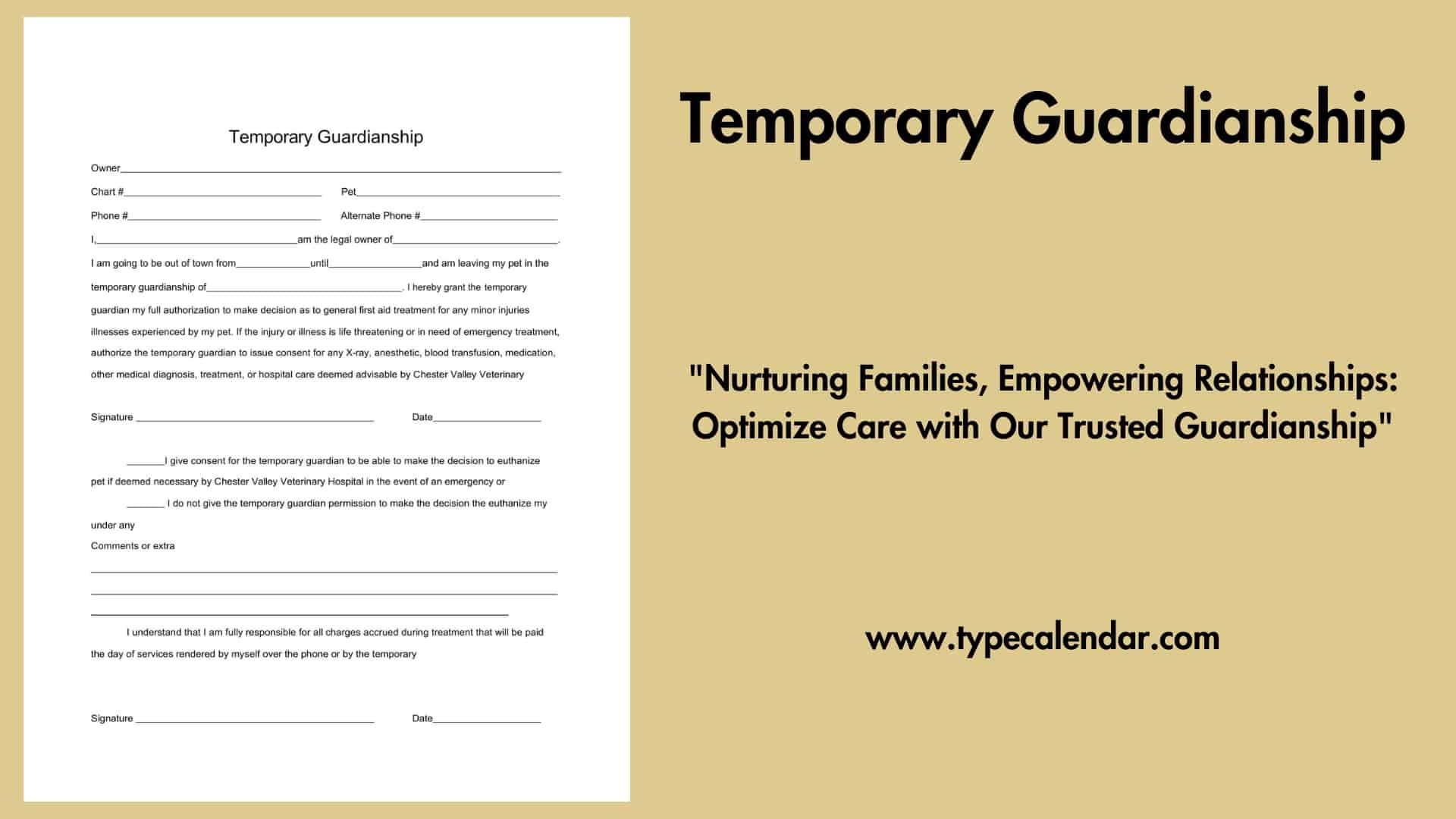 Free Printable Temporary Guardianship Templates PDF Word Form 