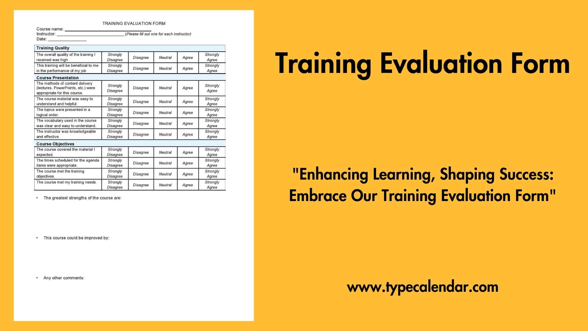 Free Printable Training Evaluation Forms
