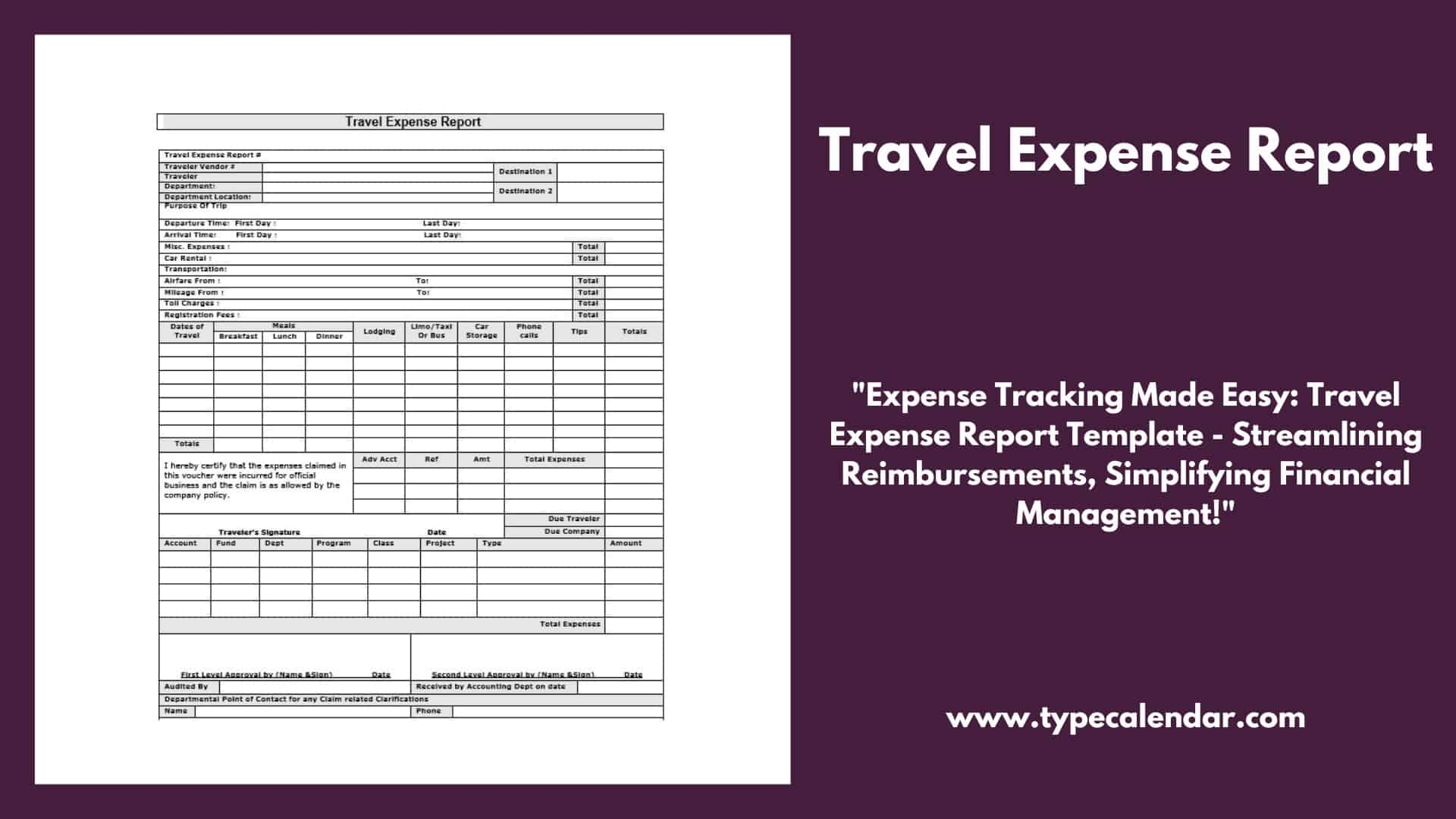 Free Printable Travel Expense Report Templates Excel PDF Word 