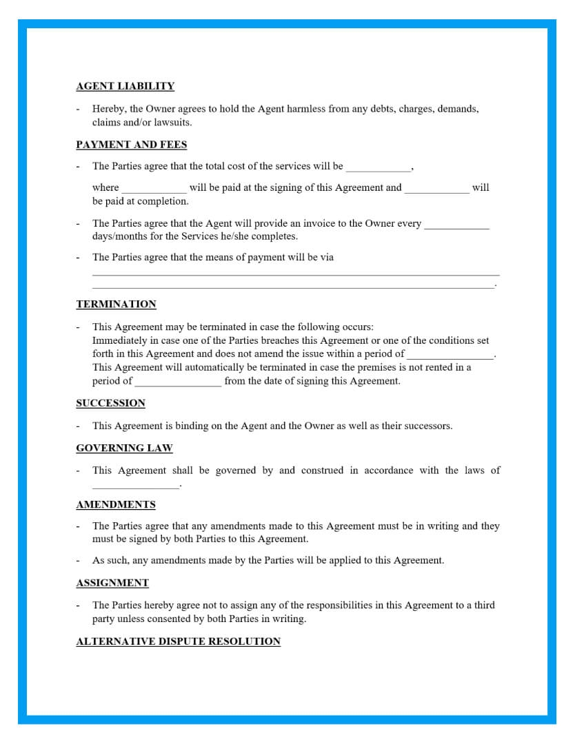 Free Property Management Agreement Form And Template