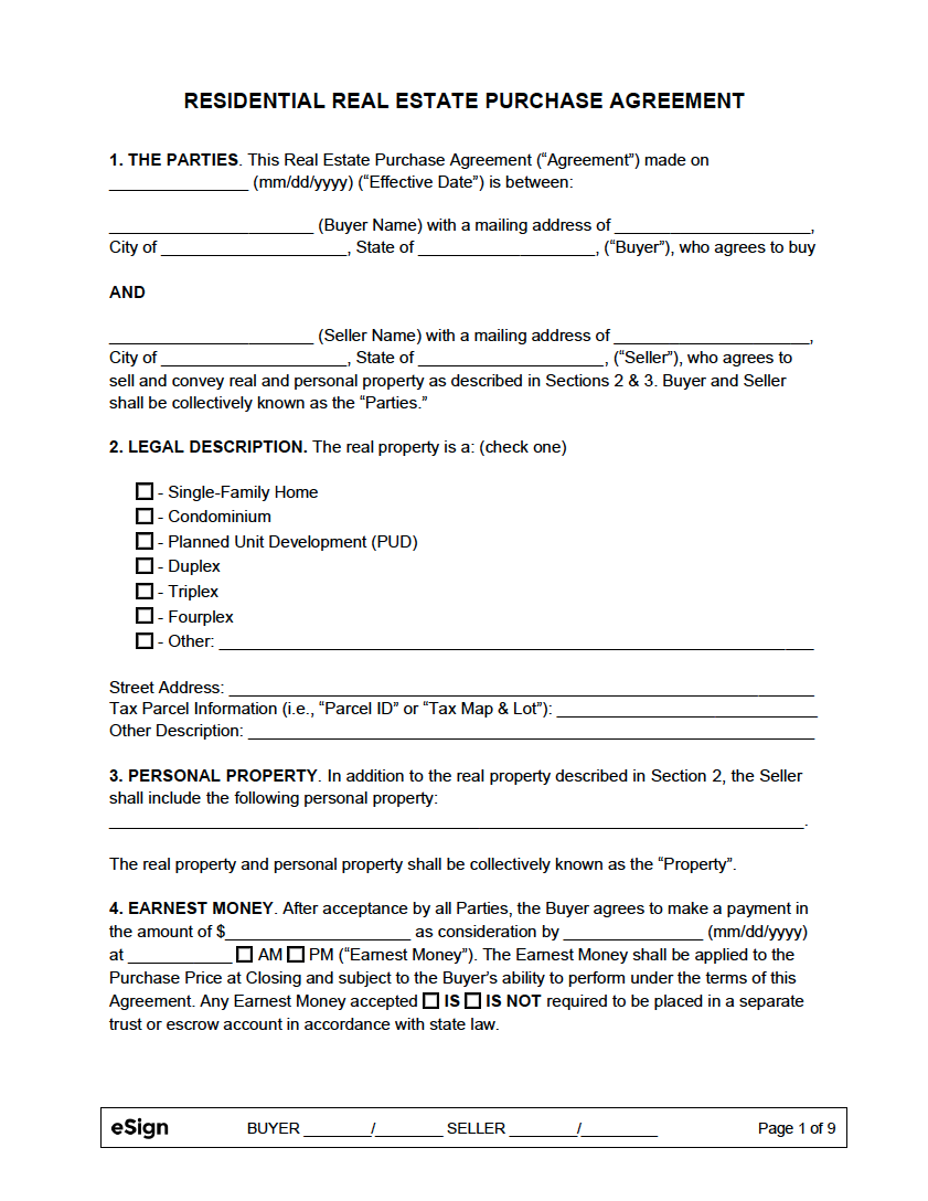 Free Fillable Michigan Land Contract Form Printable