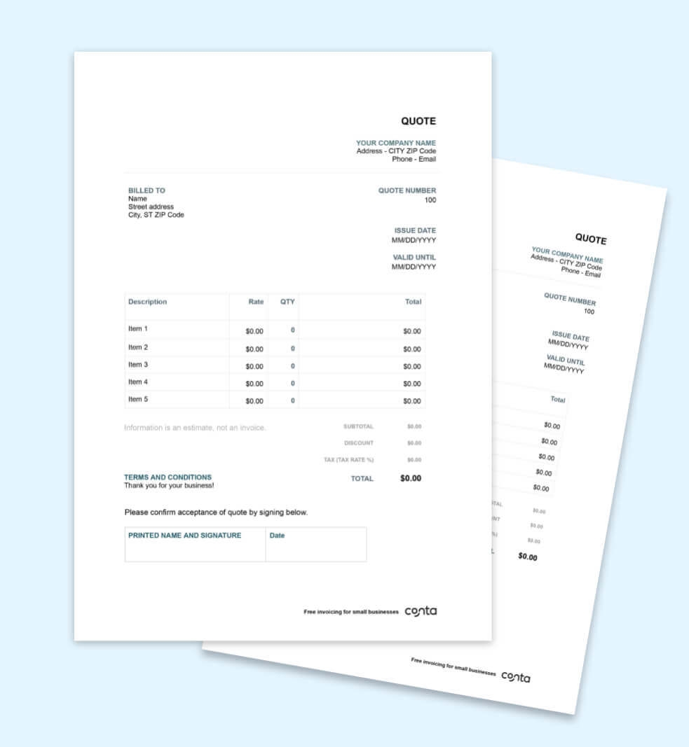 Free Quotation Templates Conta