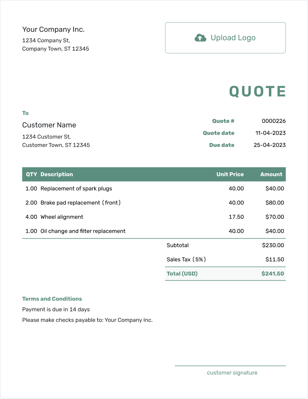 Free Quote Template Business Templates Docelf