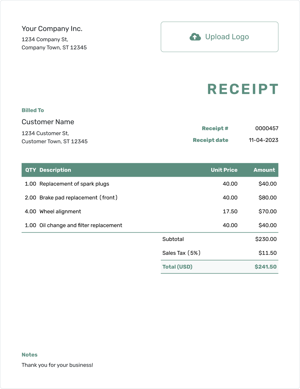 Free Receipt Template Business Templates Docelf