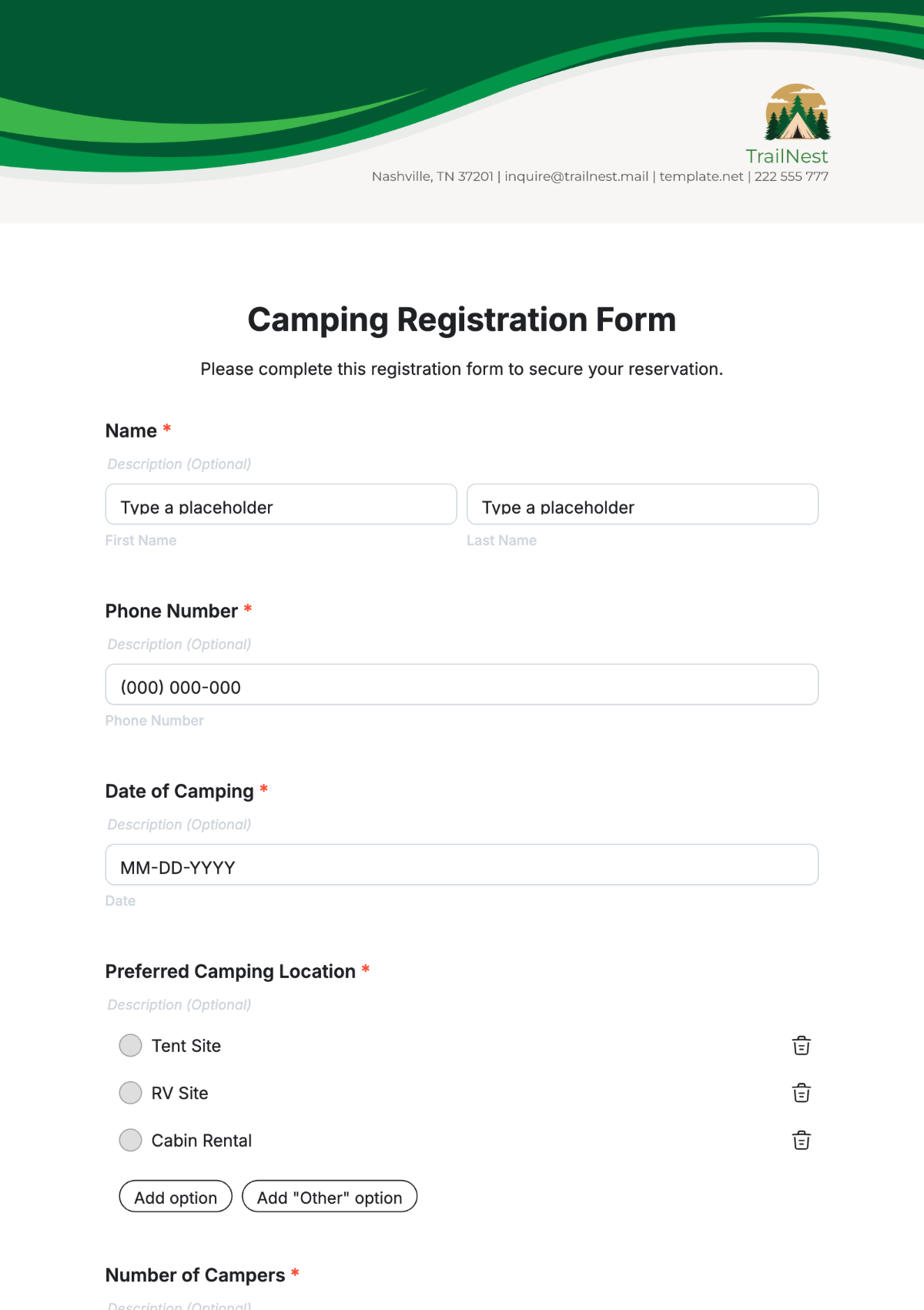 Free Registration Form Templates To Edit Online